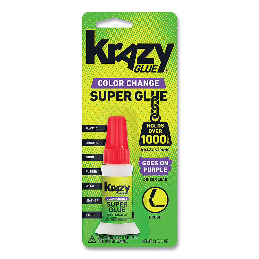 Krazy Glue Color Change Brush On Glue, 0.18 oz, Dries Clear (EPIKG98848R)