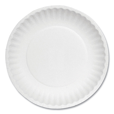 AJM Packaging White Paper Plates, 6" dia, 100/Pack, 10 Packs/Carton (AJMPP6GREWH)