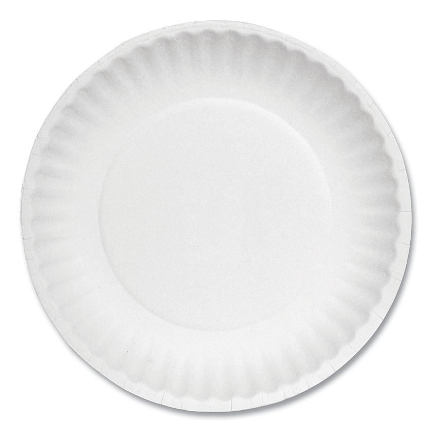 AJM Packaging White Paper Plates, 6" dia, 100/Pack, 10 Packs/Carton (AJMPP6GREWH)