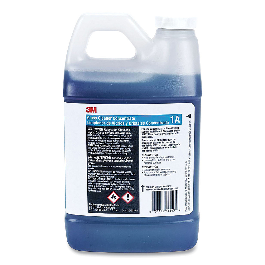 3M Glass Cleaner Concentrate, 2 L Bottle, 4/carton (1A)