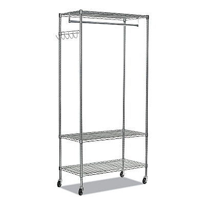 Alera Wire Shelving Garment Rack, 40 Garments, 48w x 18d x 75h, Silver (ALEGR364818SR)