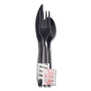 Solo Reliance Mediumweight Cutlery Kit, Knife/fork/spoon/salt/pepper/napkin, Black, 250 Kits/carton (RSK8Y0004)