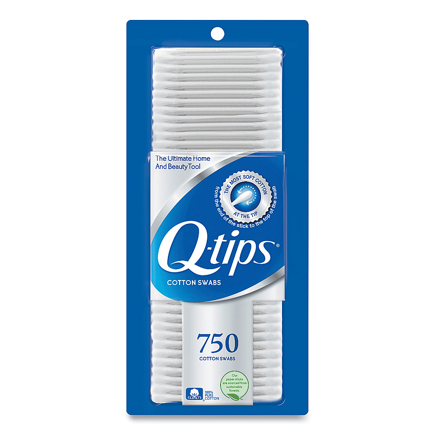 Q-tips Cotton Swabs, 750/Pack, 12/Carton (UNI09824CT)