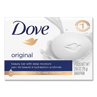 Dove White Beauty Bar, Light Scent, 2.6 oz, 36/Carton (UNI61073CT)