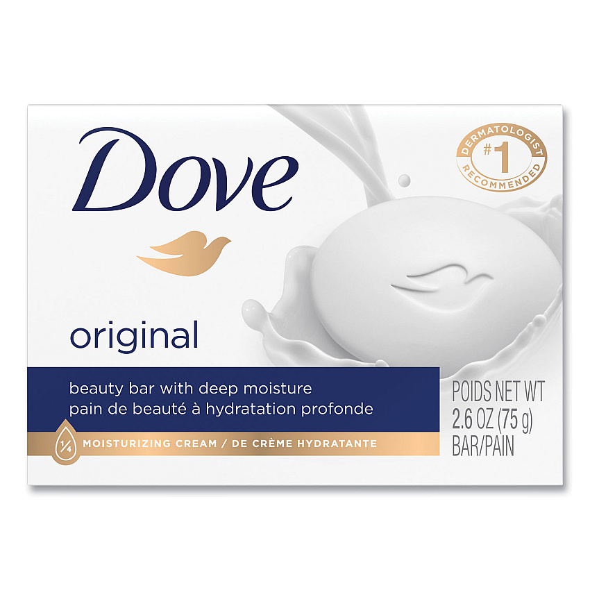 Dove White Beauty Bar, Light Scent, 2.6 oz, 36/Carton (UNI61073CT)