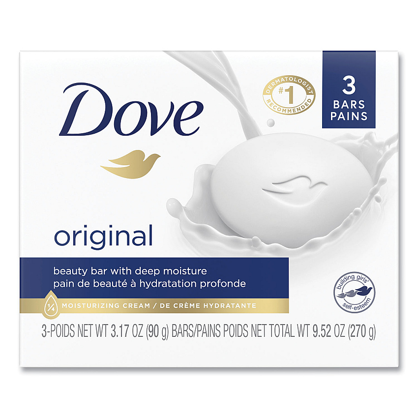 Dove White Beauty Bar, Light Scent, 3.17 oz, 12/Carton (UNI04090CT)