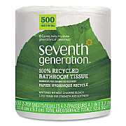 Seventh Generation 100% Recycled Bathroom Tissue, Septic Safe, Individually Wrapped Rolls, 2-Ply, White, 500 Sheets/Jumbo Roll, 60/Carton (SEV137038)
