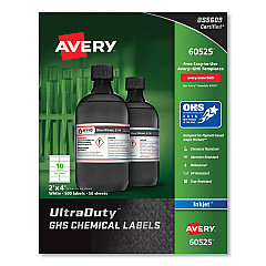 Avery UltraDuty GHS Chemical Waterproof and UV Resistant Labels, 2 x 4, White, 10/Sheet, 50 Sheets/Pack (AVE60525)