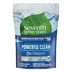 Seventh Generation Natural Automatic Dishwasher Detergent Packs, Free and Clear, 45 Powder Packets/Box (SEV45180EA)