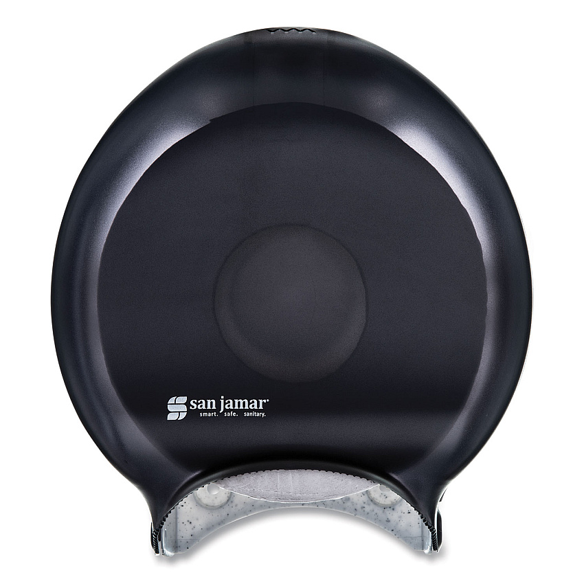 San Jamar Single 9" Jumbo Bath Tissue Dispenser, Classic, 10.25 x 5.63 x 12, Transparent Black Pearl (SJMR2000TBK)