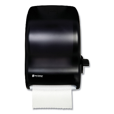 San Jamar Lever Roll Towel Dispenser, Classic, 12.94 x 9.25 x 16.5, Transparent Black Pearl (SJMT1100TBK)
