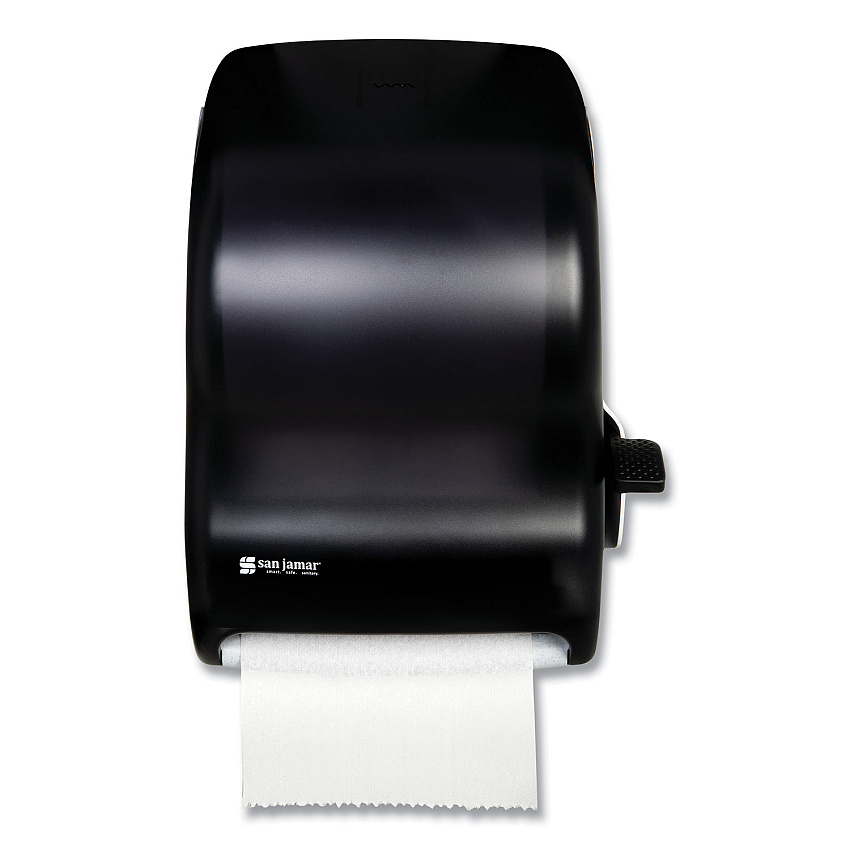 San Jamar Lever Roll Towel Dispenser, Classic, 12.94 x 9.25 x 16.5, Transparent Black Pearl (SJMT1100TBK)