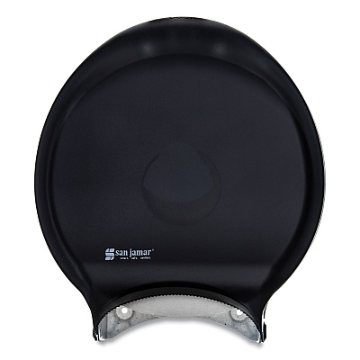 San Jamar Single 12" JBT Bath Tissue Dispenser, Classic, 1 Roll, 12.9 x 5.63 x 14.88, Transparent Black Pearl (SJMR6000TBK)