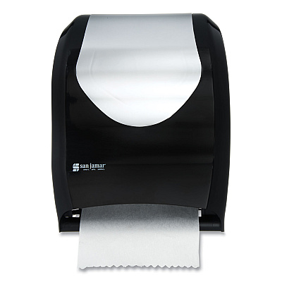 San Jamar Tear-N-Dry Touchless Roll Towel Dispenser, 16.75 x 10 x 12.5, Black/Silver (SJMT1370BKSS)