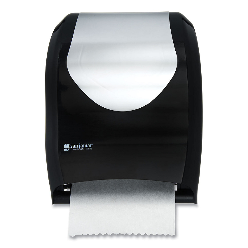 San Jamar Tear-N-Dry Touchless Roll Towel Dispenser, 16.75 x 10 x 12.5, Black/Silver (SJMT1370BKSS)