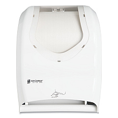 San Jamar Smart System with iQ Sensor Towel Dispenser, 16.5 x 9.75 x 12, White/Clear (SJMT1470WHCL)