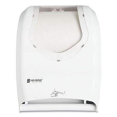 San Jamar Smart System with iQ Sensor Towel Dispenser, 16.5 x 9.75 x 12, White/Clear (SJMT1470WHCL)