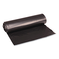 Boardwalk Recycled Low-Density Polyethylene Can Liners, 33 gal, 1.2 mil, 33" x 39", Black, Perforated, 10 Bags/Roll, 10 Rolls/Carton (BWK516)