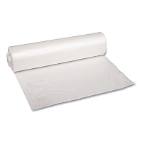 Boardwalk Recycled Low-Density Polyethylene Can Liners, 33 gal, 1.4 mil, 33" x 39", Clear, Perforated, 10 Bags/Roll, 10 Rolls/Carton (BWK534)