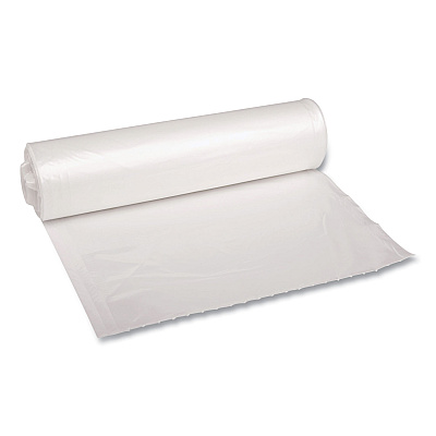 Boardwalk Recycled Low-Density Polyethylene Can Liners, 33 gal, 1.4 mil, 33" x 39", Clear, Perforated, 10 Bags/Roll, 10 Rolls/Carton (BWK534)