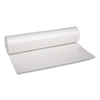 Boardwalk Recycled Low-Density Polyethylene Can Liners, 45 gal, 1.1 mil, 40" x 46", Clear, Perforated, 10 Bags/Roll, 10 Rolls/Carton (BWK531)