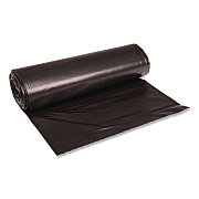 Boardwalk Recycled Low-Density Polyethylene Can Liners, 60 gal, 1.2 mil, 38" x 58", Black, Perforated, 10 Bags/Roll, 10 Rolls/Carton (BWK519)