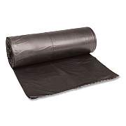 Boardwalk Low-Density Waste Can Liners, 60 gal, 0.65 mil, 38" x 58", Black, Perforated Roll, 25 Bags/Roll, 4 Rolls/Carton (BWK3858H)