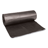 Boardwalk Low-Density Waste Can Liners, 60 gal, 0.65 mil, 38" x 58", Black, Perforated Roll, 25 Bags/Roll, 4 Rolls/Carton (BWK3858H)