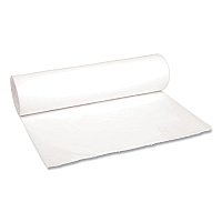 Boardwalk Low-Density Waste Can Liners, 56 gal, 0.6 mil, 43" x 47", White, Perforated Roll, 25 Bags/Roll, 4 Rolls/Carton (BWK4347EXH)