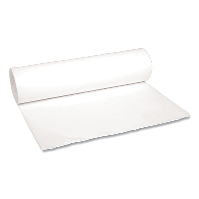 Boardwalk Low-Density Waste Can Liners, 56 gal, 0.6 mil, 43" x 47", White, Perforated Roll, 25 Bags/Roll, 4 Rolls/Carton (BWK4347EXH)