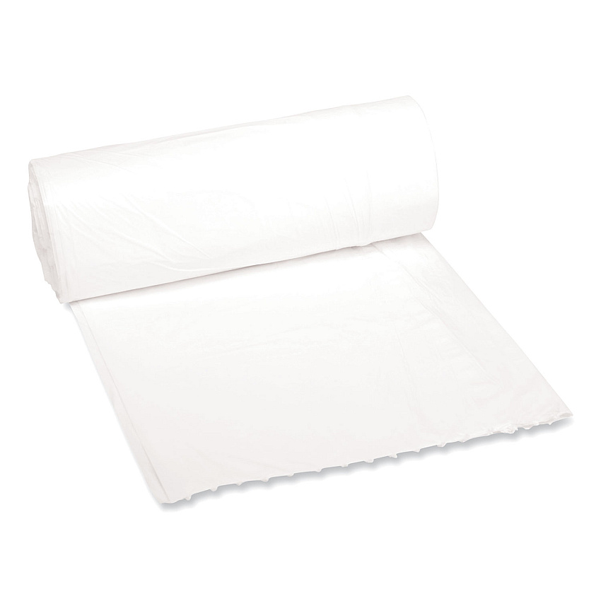 Boardwalk Low-Density Waste Can Liners, 16 gal, 0.4 mil, 24" x 32", White, Perforated Roll, 25 Bags/Roll, 20 Rolls/Carton (BWK2432EXH)