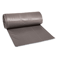 Boardwalk Low-Density Waste Can Liners, 33 gal, 1.1 mil, 33" x 39", Gray, Perforated Roll, 25 Bags/Roll, 4 Rolls/Carton (BWK3339SEH)
