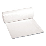 Boardwalk Low-Density Waste Can Liners, 10 gal, 0.4 mil, 24" x 23", White, Perforated Roll, 25 Bags/Roll, 20 Rolls/Carton (BWK2423EXH)