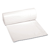 Boardwalk Low-Density Waste Can Liners, 10 gal, 0.4 mil, 24" x 23", White, Perforated Roll, 25 Bags/Roll, 20 Rolls/Carton (BWK2423EXH)