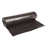 Boardwalk Low-Density Waste Can Liners, 45 gal, 0.6 mil, 40" x 46", Black, Perforated Roll, 25 Bags/Roll, 4 Rolls/Carton (BWK4046H)