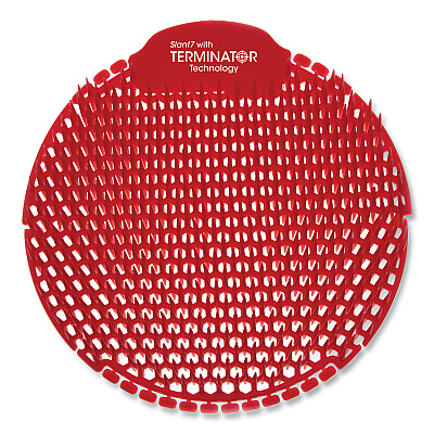 Fresh Products Slant7 with Terminator Urinal Screen, Evergreen Scent, Red, 5/Box (FRSS7TBX)