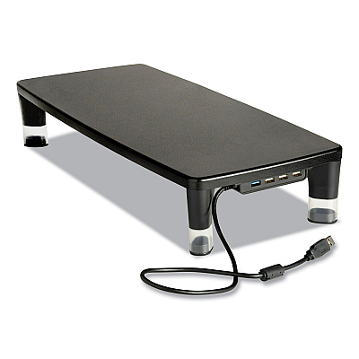 3M Monitor Stand MS100B, 21.6 x 9.4 x 2.7 to 3.9, Black/Clear, Supports 33 lb