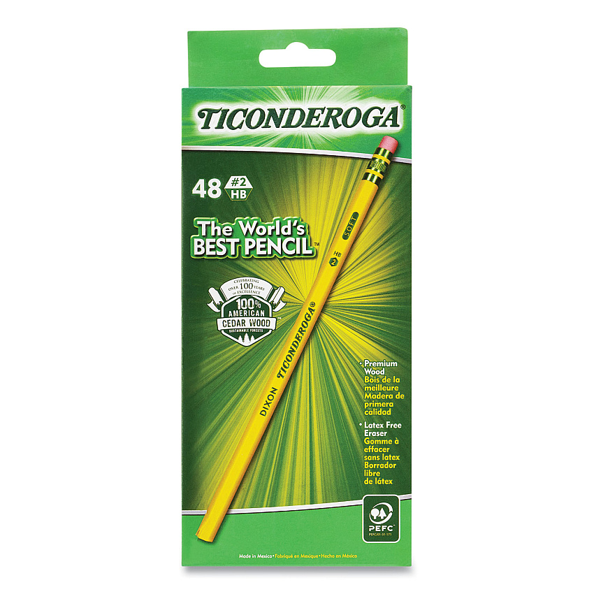 Ticonderoga Pencils, HB (#2), Black Lead, Yellow Barrel, 48/Pack (DIXX13922X)