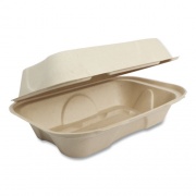 World Centric Fiber Hinged Hoagie Box Containers, 9 x 6 x 3, Natural, Paper, 500/Carton (TOSCUHB)