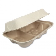 World Centric Fiber Hinged Hoagie Box Containers, 2-Compartment, 9 x 6 x 3, Natural, Paper, 500/Carton (TOSCU34D)