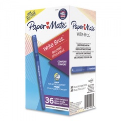 Paper Mate Write Bros. Grip Ballpoint Pen, Stick, Medium 1 mm, Blue Ink, Blue Barrel, 36/Pack (2142265)