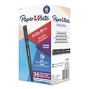 Paper Mate Write Bros. Grip Ballpoint Pen, Stick, Medium 1 mm, Black Ink, Black Barrel, 36/Pack (PAP2142266)