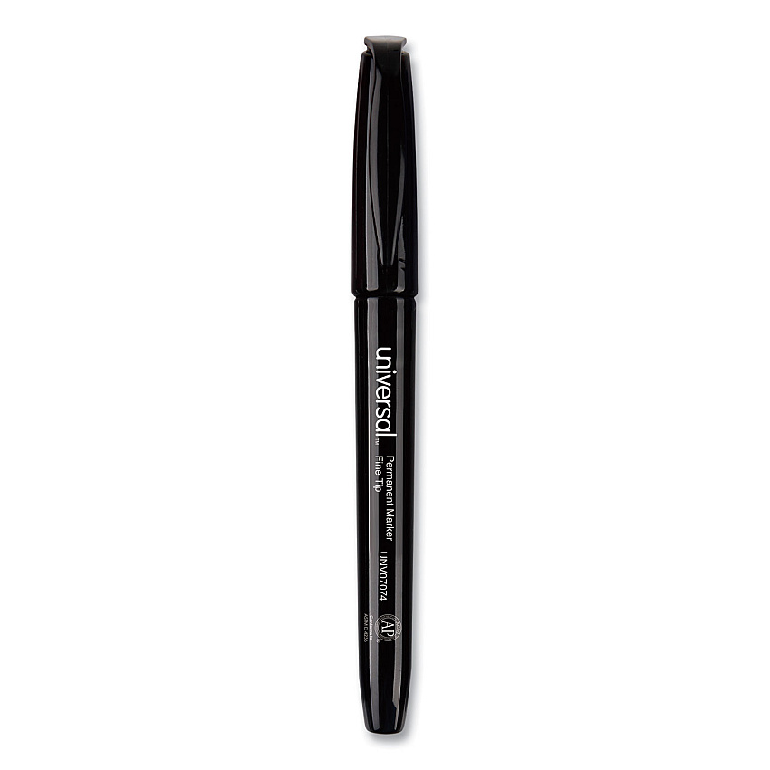 Universal Pen-Style Permanent Marker Value Pack, Fine Bullet Tip, Black, 60/Pack (UNV07074)