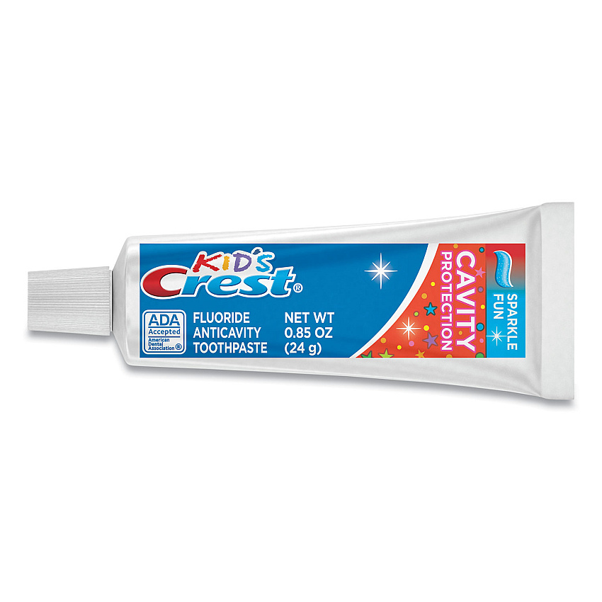 Crest Kids' Sparkle Toothpaste, Blue, Bubblegum Flavor, 0.85 oz Tube, 72/Carton (PGC40159CT)