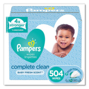 Pampers Complete Clean Baby Wipes, 1 Ply, Baby Fresh, 7 x 6.8, White, 504/Pack (75614)