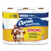 Charmin Essentials Strong Bathroom Tissue, Septic Safe, 1-Ply, White, 451/Roll, 9 Rolls/Pack, 4 Packs/Carton (97343)