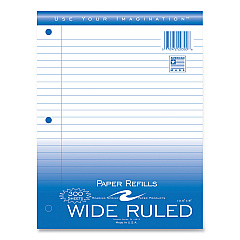 Roaring Spring Notebook Filler Paper, 3-Hole, 8 x 10.5, Wide/Legal Rule, 300/Pack (ROA20300)