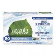 Seventh Generation Natural Fabric Softener Sheets, Unscented, 80 Sheets/Box (44930EA)