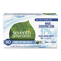 Seventh Generation Natural Fabric Softener Sheets, Unscented, 80 Sheets/Box (SEV44930EA)