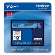 Brother TZe Laminated Removable Label Tapes, 0.47" x 26.2 ft, Black on Blue (TZE531CS)
